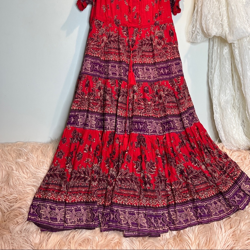 Free People Rare Feeling Border Printed Tiered Maxi Dress *flawed* - Picture 4 of 10
